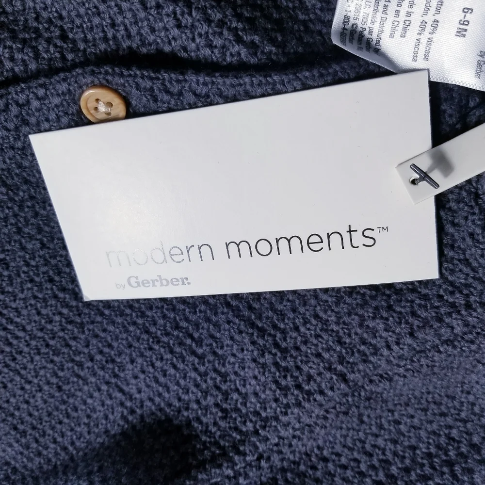 NWT MODERN MOMENTS GERBER KNIT CARDIGAN SIZE 6-9 MONTHS DARK GRAY
